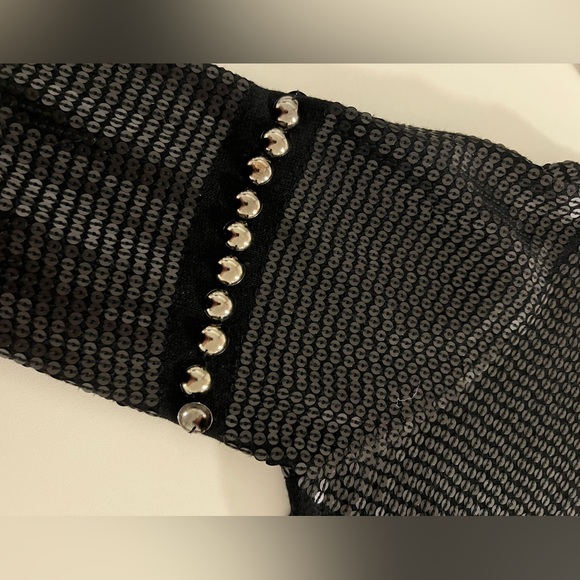 Anne Fontaine Paris designer black sequin metal stud cardigan SZ S - Picture 6 of 8